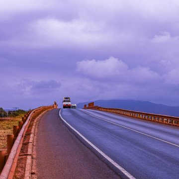 semi driving on an open highway